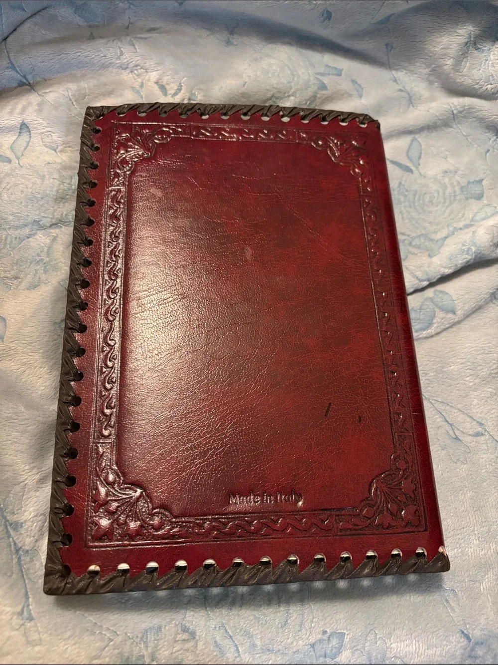 Vintage Art Portrait Red Leather Journal